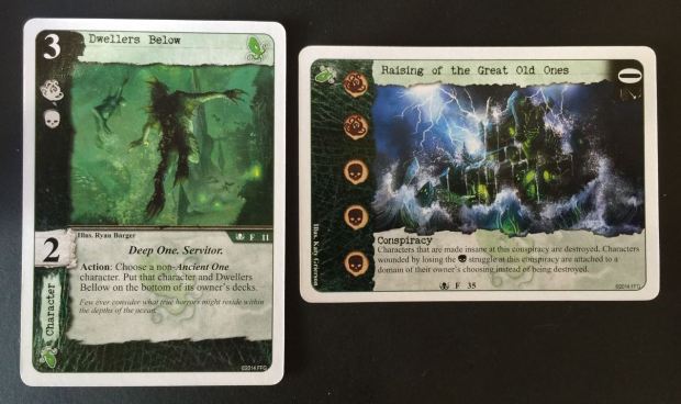 The Dwellers Below can remove an opponents character and put it nicely out of reach of even Roald Ellesworth. The conspiracy doesn't have an investigation struggle, which hurts the Explorers.